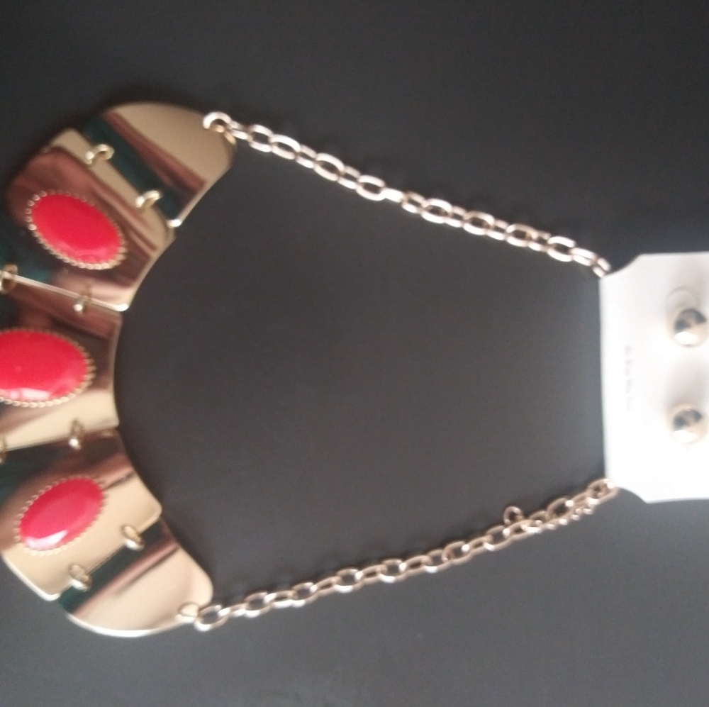 MIA Blood Orange Necklace and Earring Duo NWT